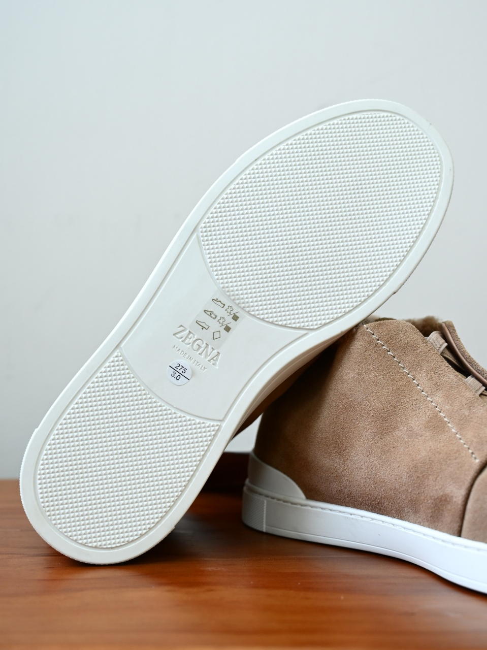 ZE2618-1G-Zegna Triple Stitch  Shearling Sneakers-C0-Deerskin leather 杰尼亚 麂皮高筒