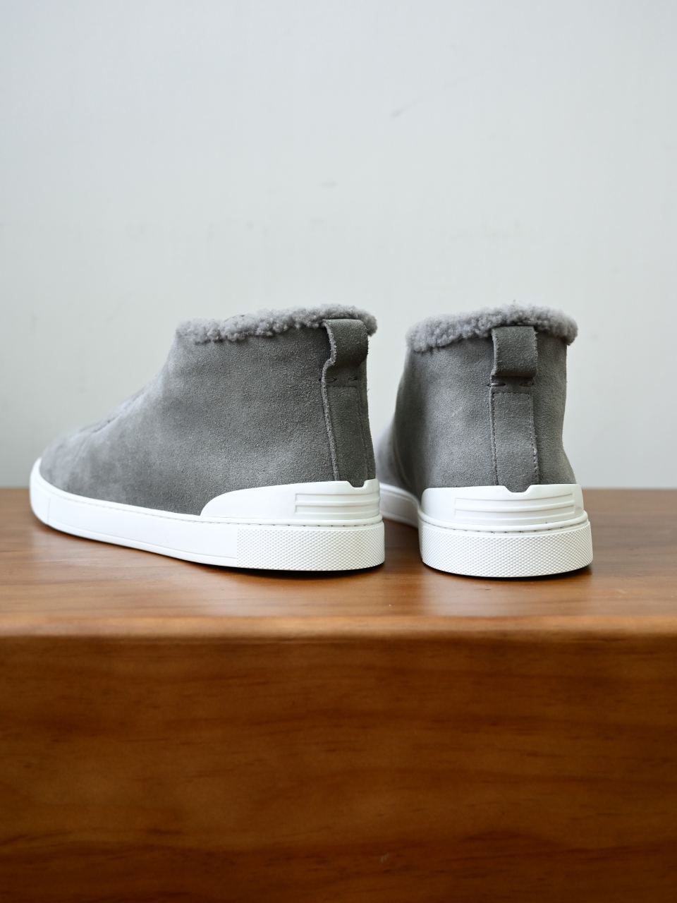 ZE2618-1G-Zegna Triple Stitch  Shearling Sneakers-C0-Deerskin leather 杰尼亚 麂皮高筒