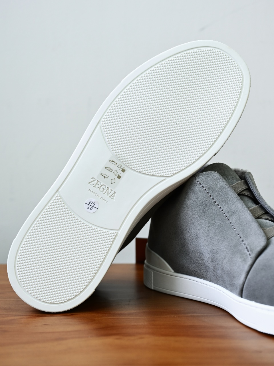 ZE2618-1G-Zegna Triple Stitch  Shearling Sneakers-C0-Deerskin leather 杰尼亚 麂皮高筒