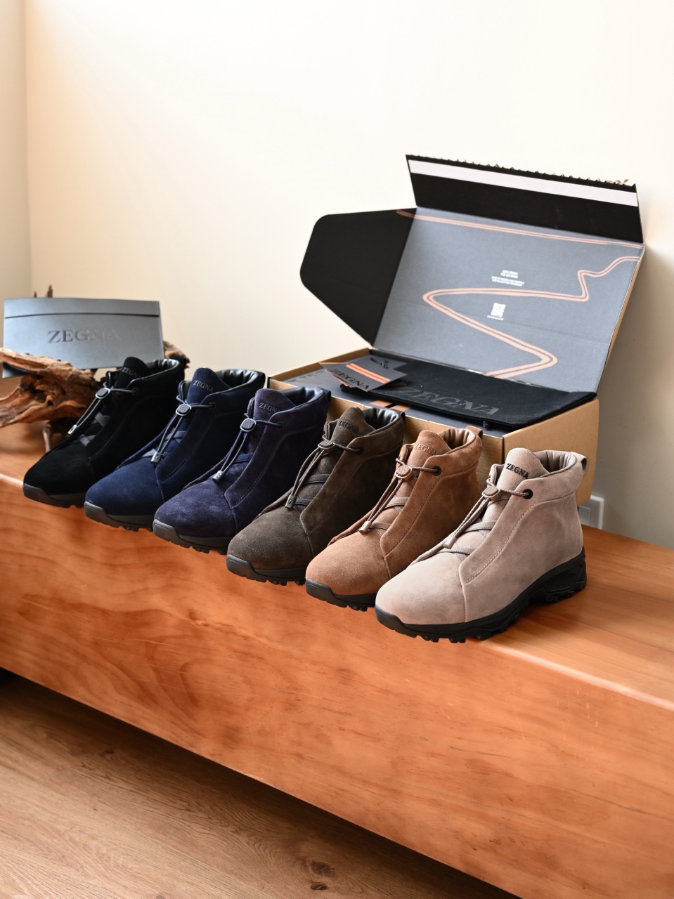 ZE2527-M-Zegna Men's Triple Stitch Suede Leather Sneakers-C0-Fleece-lined for winter-加绒高筒