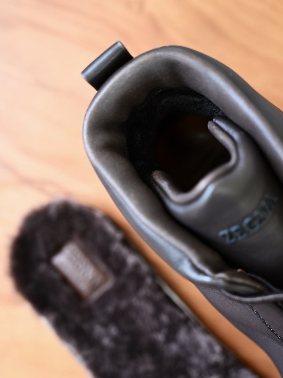 ZE2527-M-Zegna Men’s Triple Stitch Smooth Leather Sport Boots-C0-Fleece-lined for winter-加绒高筒