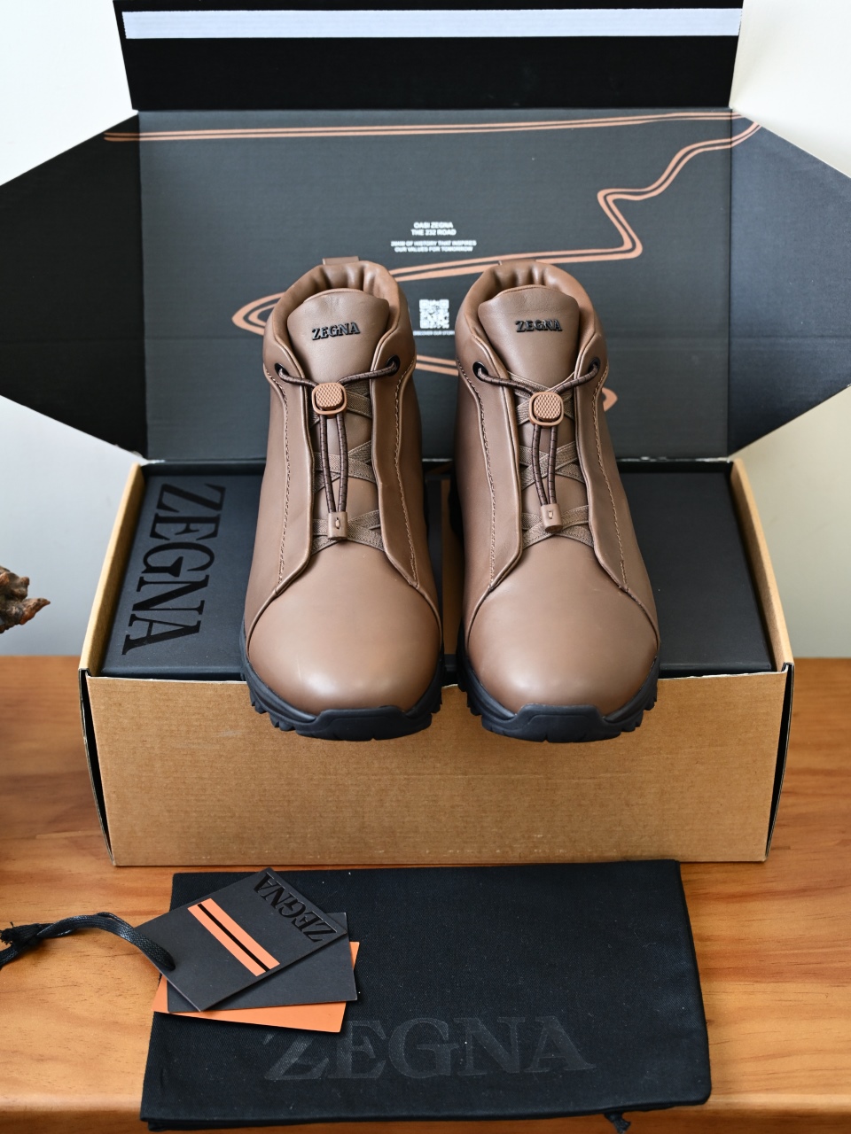 ZE2527-M-Zegna Men’s Triple Stitch Smooth Leather Sport Boots-C0-Fleece-lined for winter-加绒高筒
