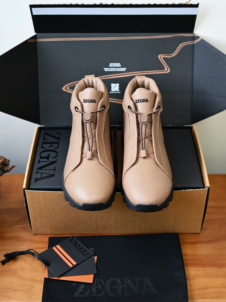 ZE2527-M-Zegna Men’s Triple Stitch Smooth Leather Sport Boots-C0-Fleece-lined for winter-加绒高筒