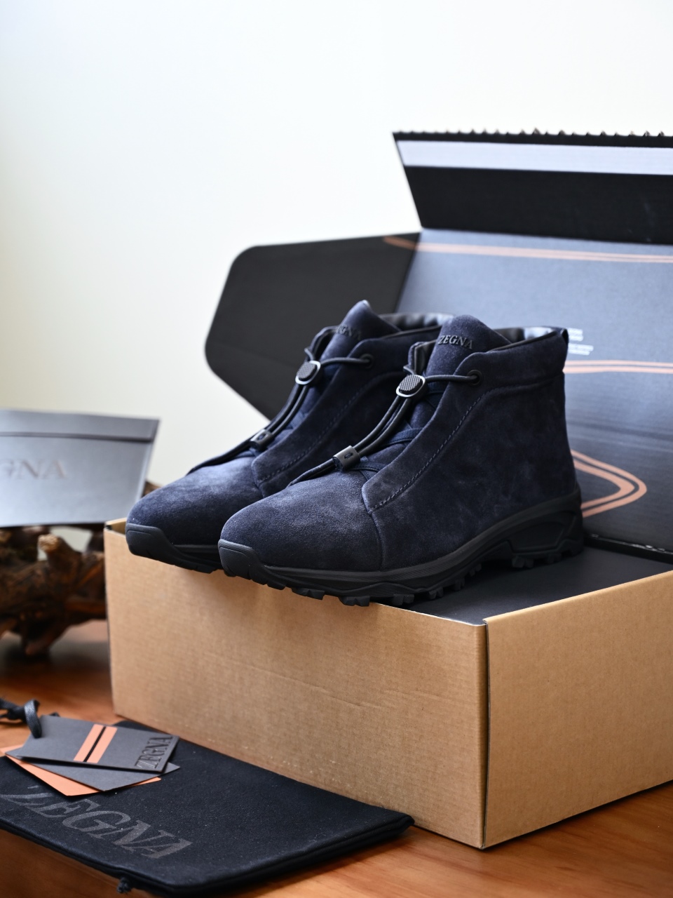 ZE2527-M-Zegna Men's Triple Stitch Suede Leather Sneakers-C0-Fleece-lined for winter-加绒高筒