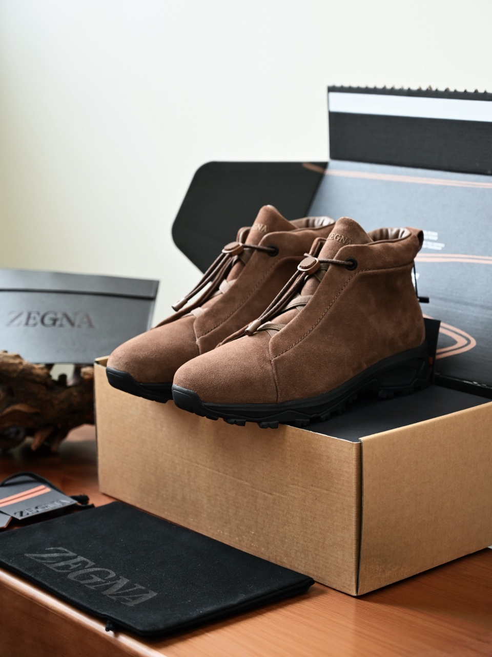 ZE2527-M-Zegna Men's Triple Stitch Suede Leather Sneakers-C0-Fleece-lined for winter-加绒高筒