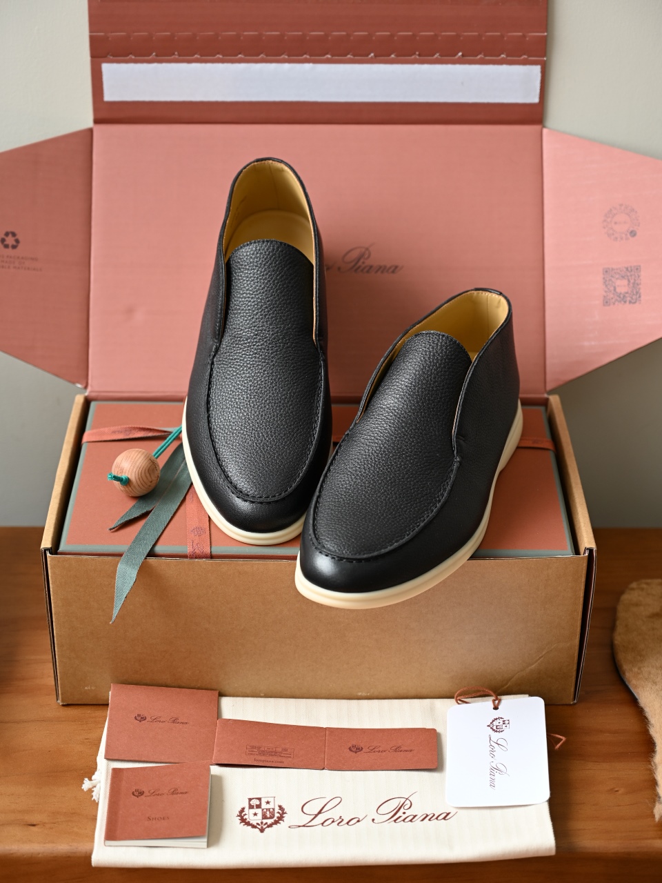 Loro Piana LP Open Walk Men（Grained Calfskin Leather）（Shearling/Merino Wool Insole）-LP2635-3-C0-荔枝纹毛鞋垫