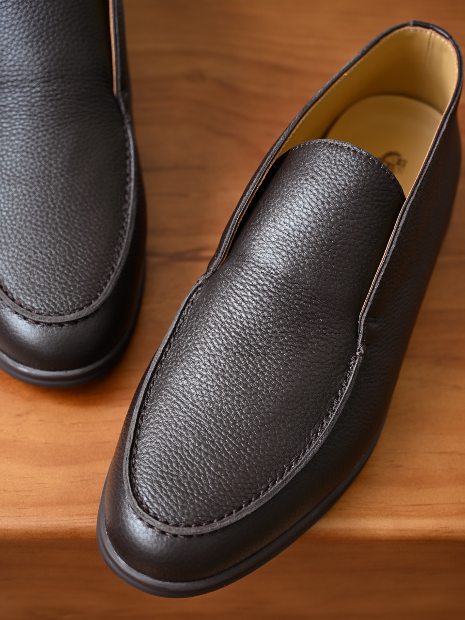 Loro Piana LP Open Walk Men（Grained Calfskin Leather）（Shearling/Merino Wool Insole）-LP2635-3-C0-荔枝纹毛鞋垫