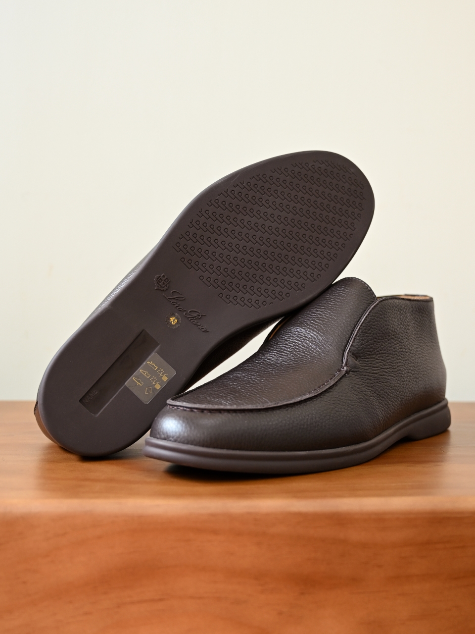 Loro Piana LP Open Walk Men（Grained Calfskin Leather）（Shearling/Merino Wool Insole）-LP2635-3-C0-荔枝纹毛鞋垫