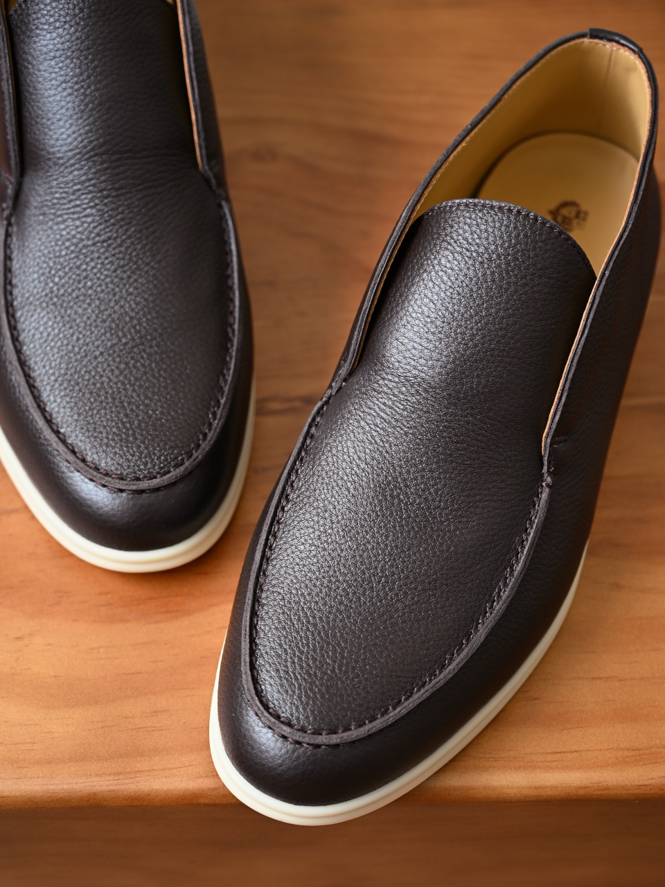 Loro Piana LP Open Walk Men（Grained Calfskin Leather）（Shearling/Merino Wool Insole）-LP2635-3-C0-荔枝纹毛鞋垫