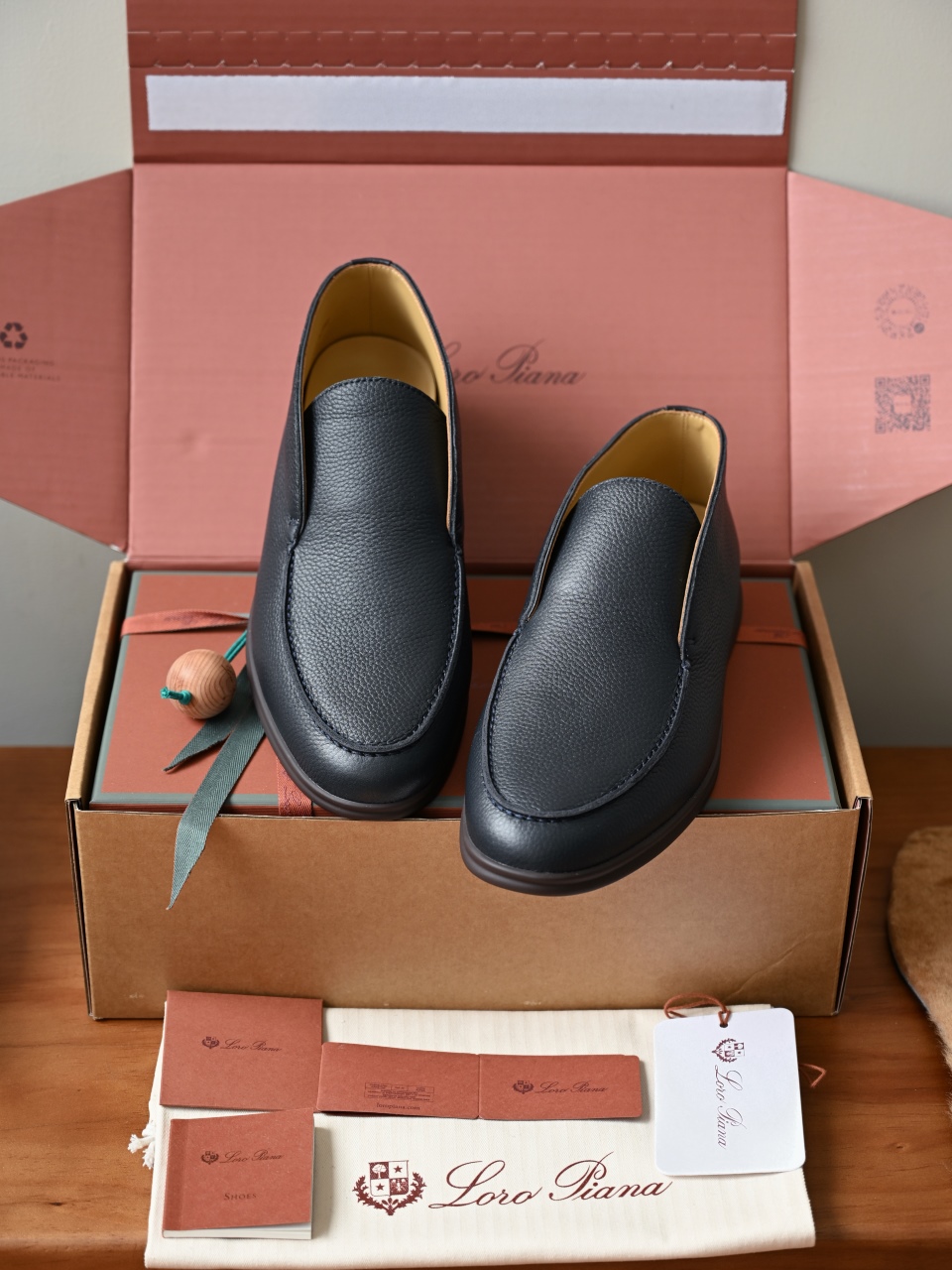 Loro Piana LP Open Walk Men（Grained Calfskin Leather）（Shearling/Merino Wool Insole）-LP2635-3-C0-荔枝纹毛鞋垫