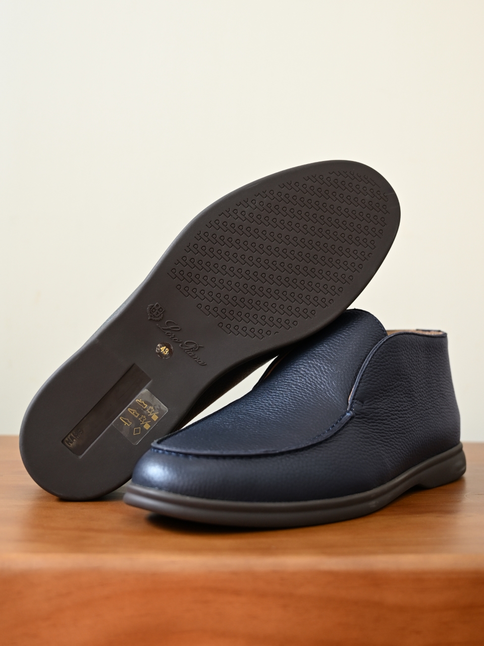Loro Piana LP Open Walk Men（Grained Calfskin Leather）（Shearling/Merino Wool Insole）-LP2635-3-C0-荔枝纹毛鞋垫