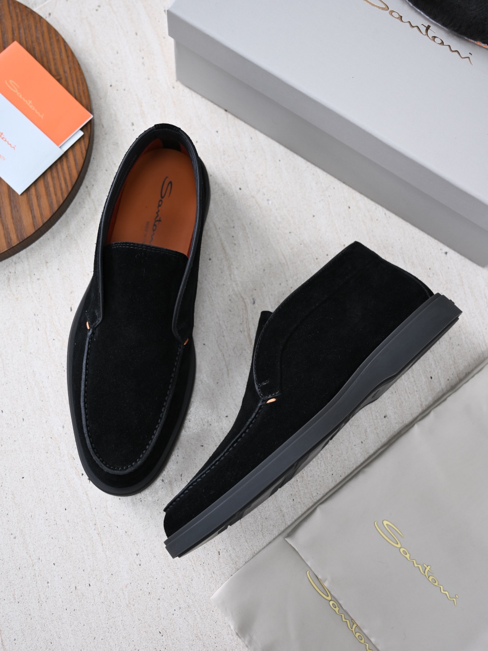 （Removable Fur Insole）Santoni Men's Suede Boots C0-ST2545