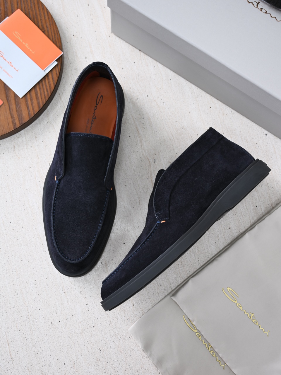 （Removable Fur Insole）Santoni Men's Suede Boots C0-ST2545