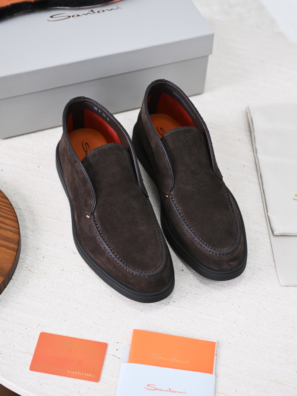 （Removable Fur Insole）Santoni Men's Suede Boots C0-ST2545