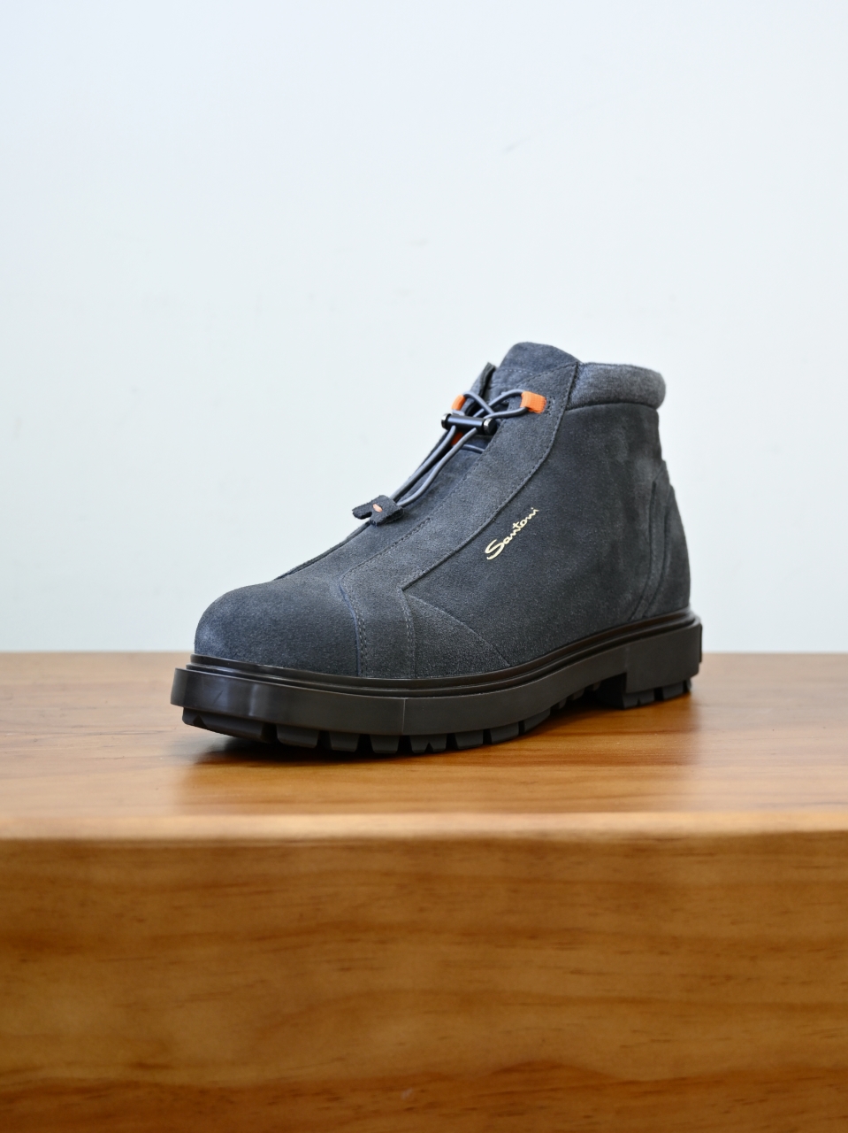 Santoni Men’s Suede Round-Toe Drawstring Hiking Ankle Boots-ST2633-C0