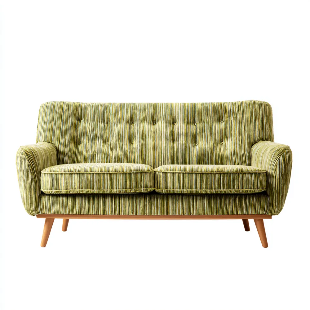 Divano due posti in tessuto a righe 150x85x75 cm - Verde - Design vintage-Dwellnestx