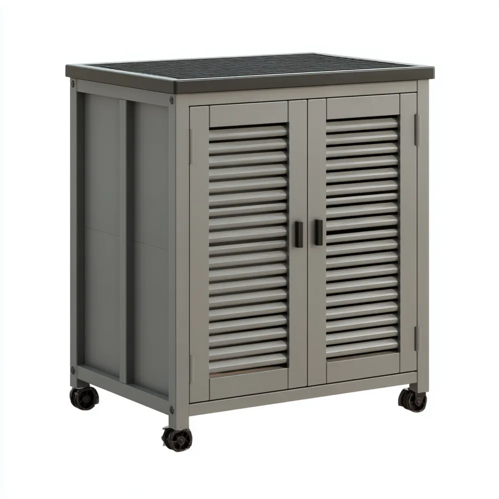 Armadio da esterno in metallo con ruote 80x40x100 cm - Grigio-Dwellnestx