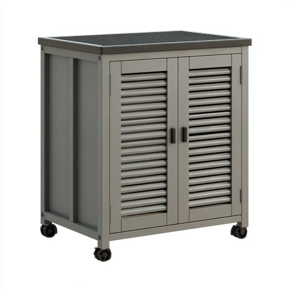 Armadio da esterno in metallo con ruote 80x40x100 cm - Grigio-Dwellnestx