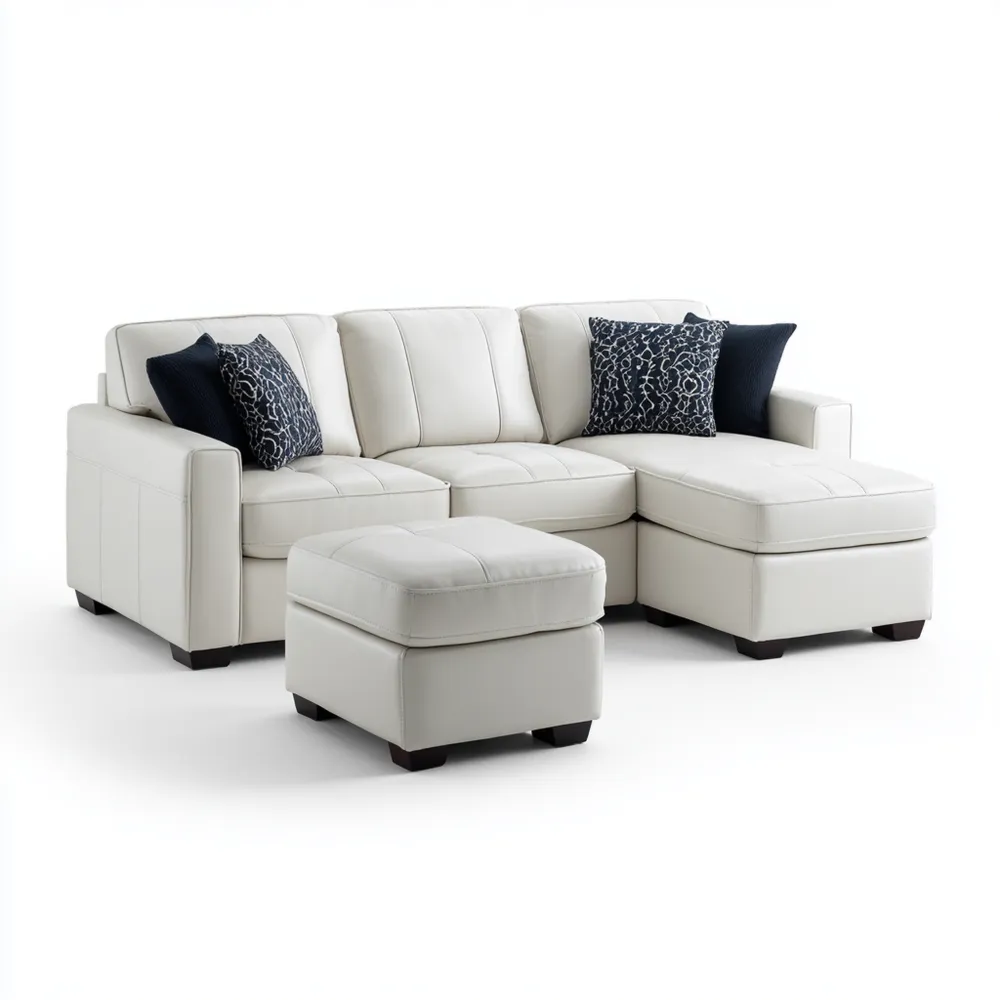 Set di divani in pelle 250x150x90 cm – Bianco – Design Contemporaneo-Dwellnestx