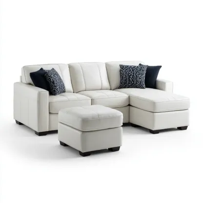 Set di divani in pelle 250x150x90 cm – Bianco – Design Contemporaneo-Dwellnestx