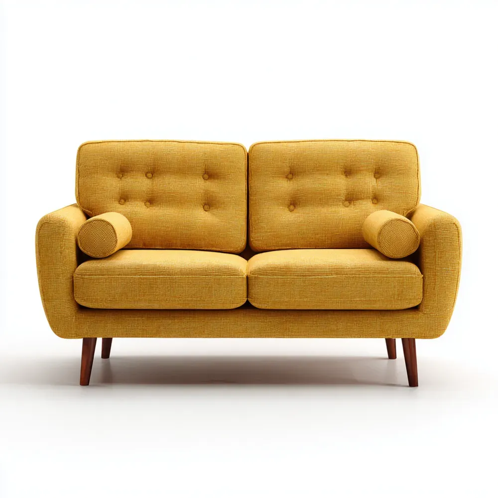 Divano Due Posti 140x85x80 cm in Tessuto - Giallo - Design Moderno-Dwellnestx