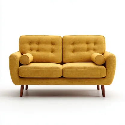 Divano Due Posti 140x85x80 cm in Tessuto - Giallo - Design Moderno-Dwellnestx