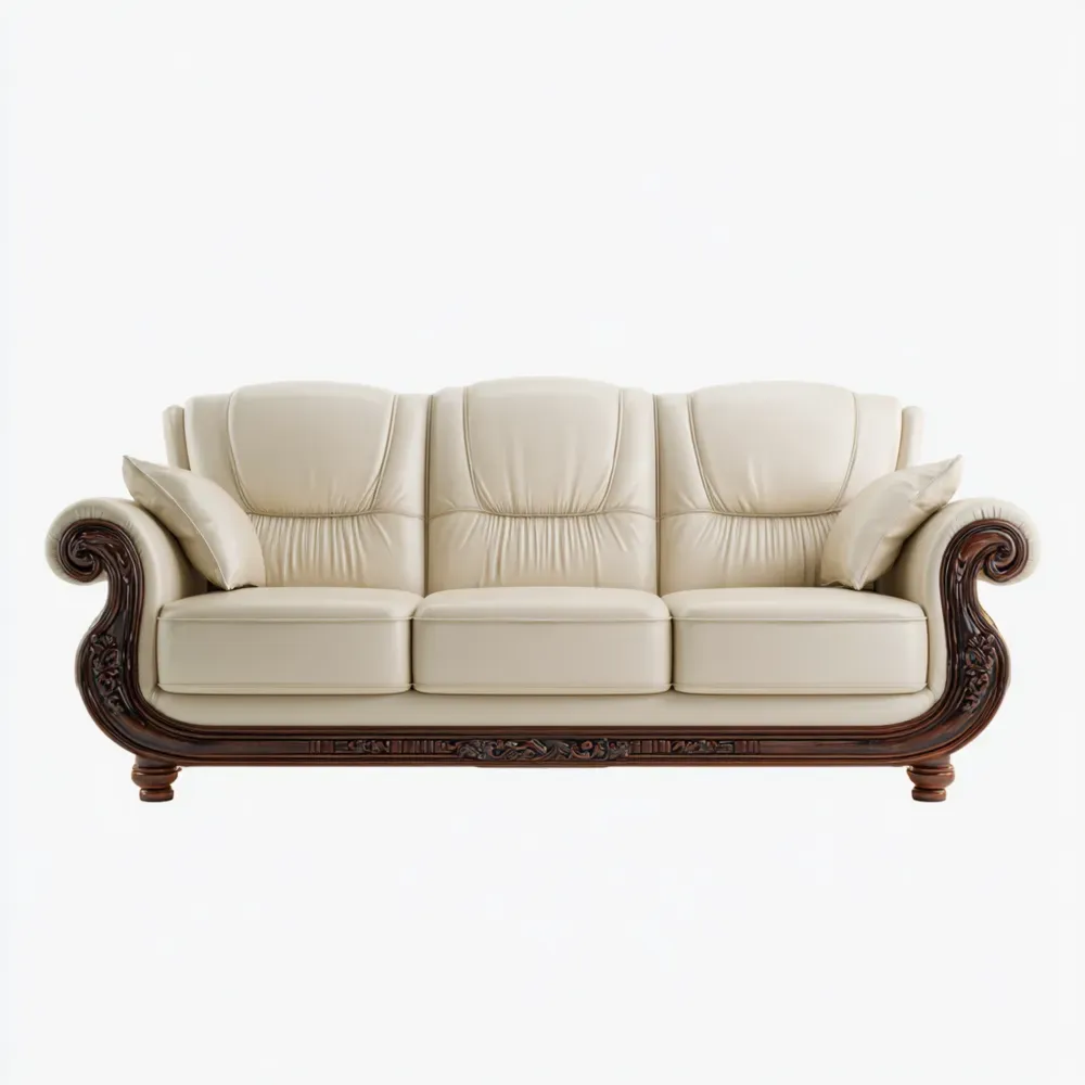 Divano a tre posti Classico 210x95x100 cm - Pelle Crema-Dwellnestx