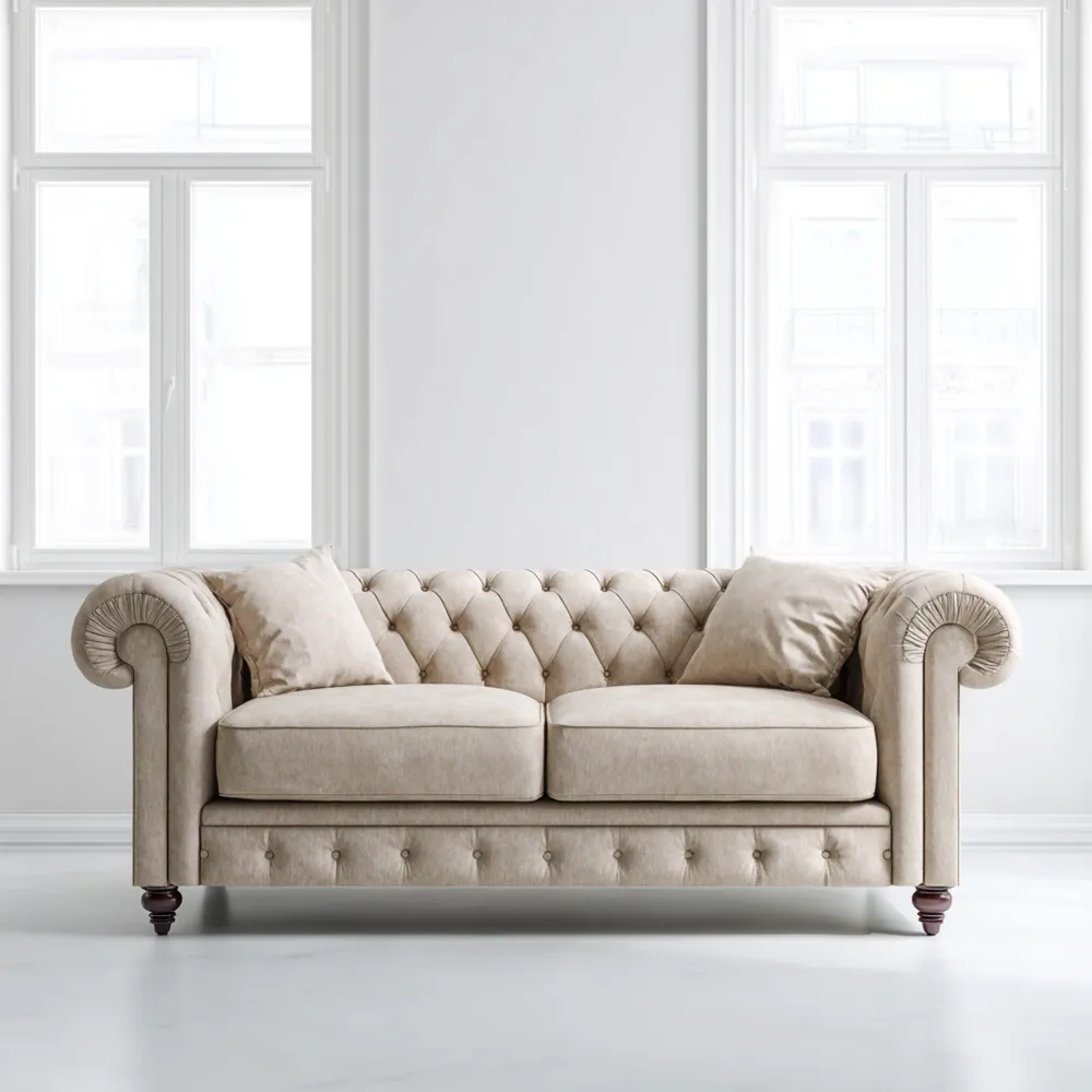 Divano due posti in tessuto Beige 200x90x85 cm - Design classico-Dwellnestx