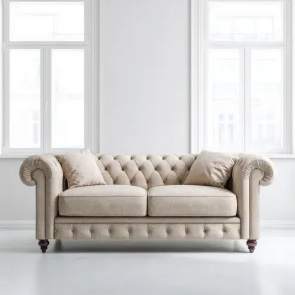 Divano due posti in tessuto Beige 200x90x85 cm - Design classico-Dwellnestx