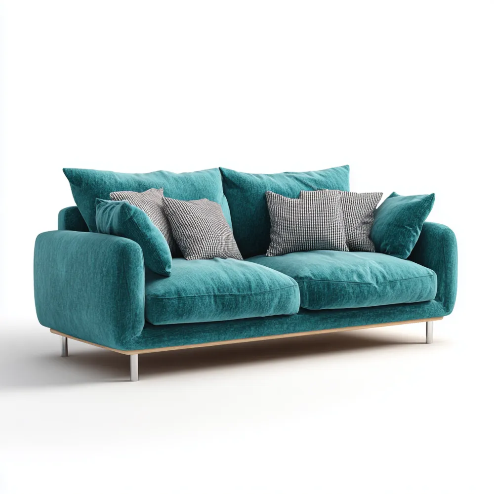 Divano Due Posti in Velluto 150x85x90 cm - Turchese - Design Moderno-Dwellnestx