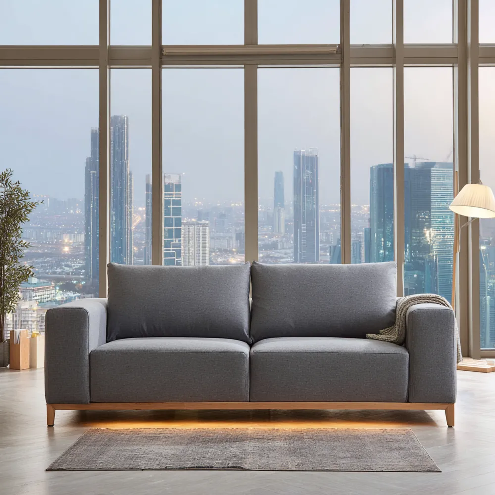 Divano due posti in tessuto morbido 180x90x85 cm - Grigio Chiaro - Stile moderno-Dwellnestx