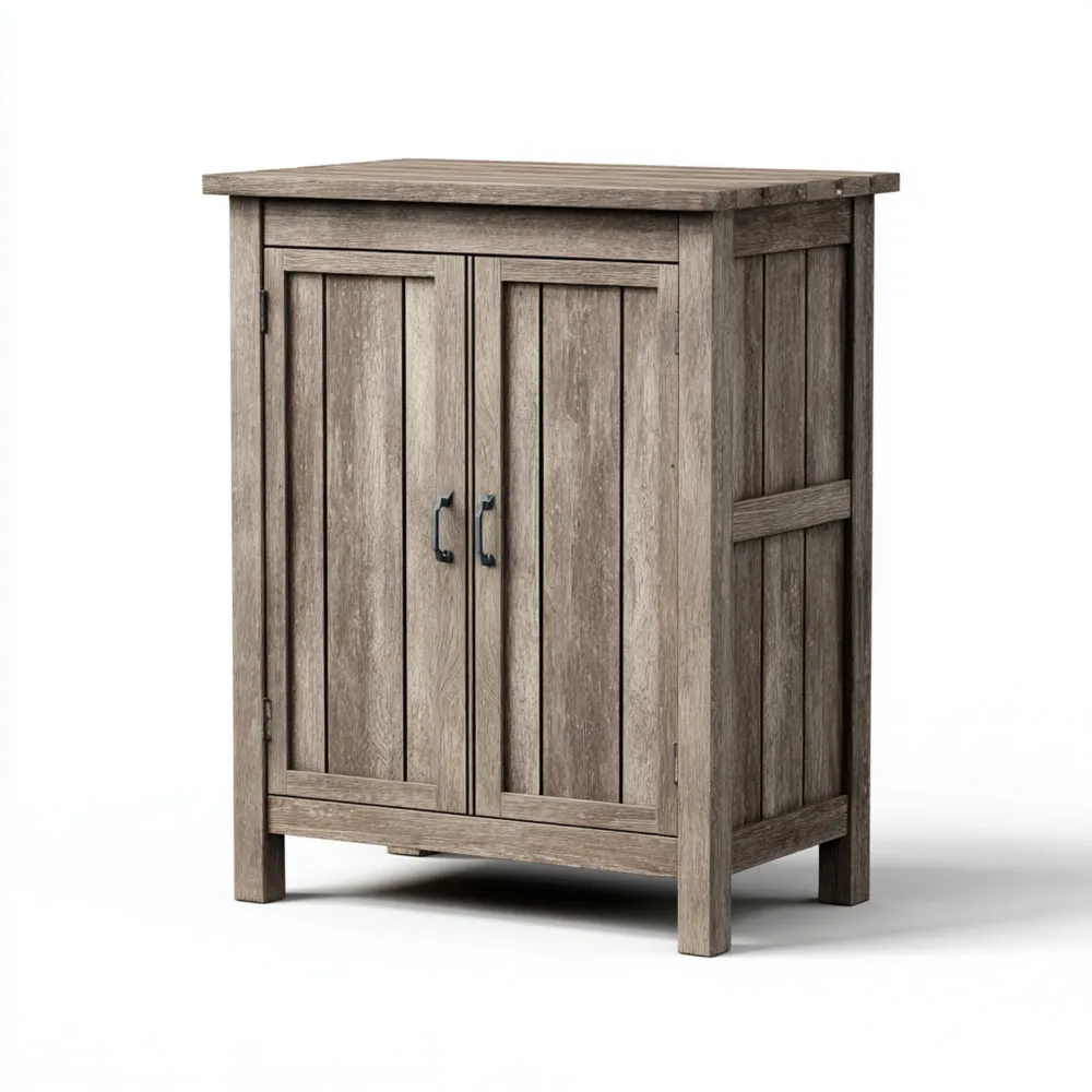 Armadio da esterno in legno massello 90x45x120 cm – Grigio rustico – Design classico-Dwellnestx