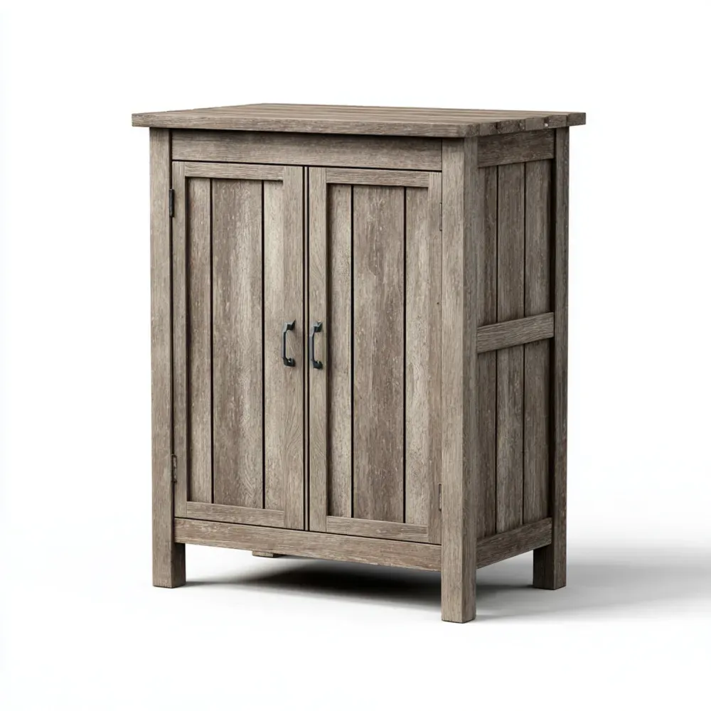 Armadio da esterno in legno massello 90x45x120 cm – Grigio rustico – Design classico-Dwellnestx