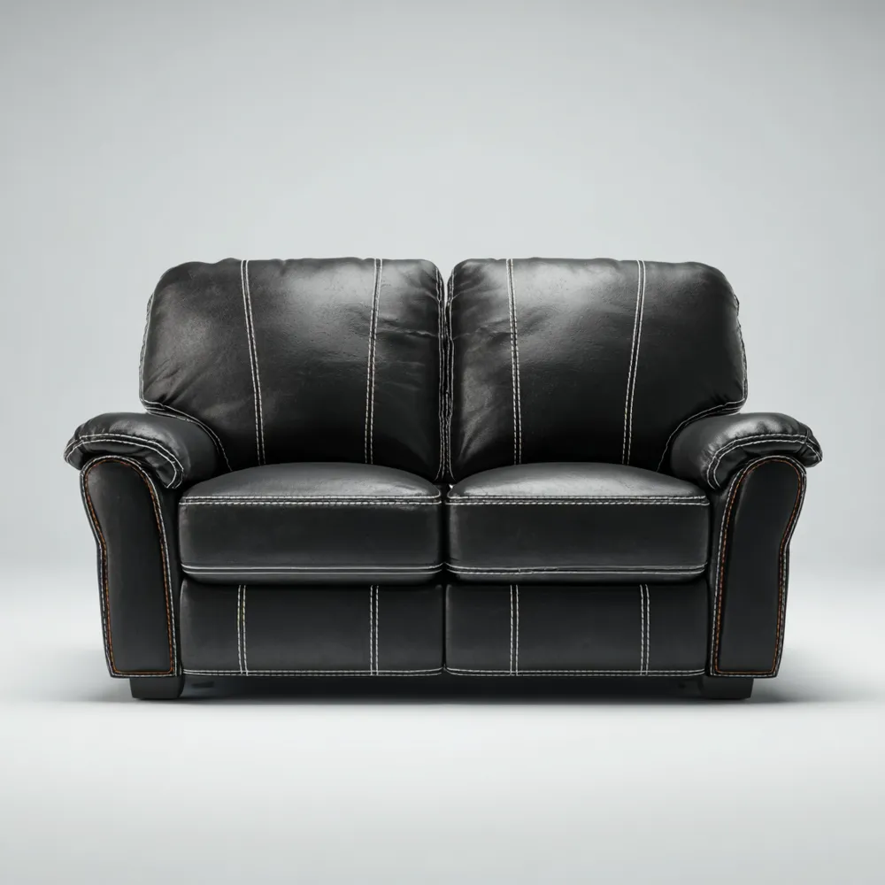 Divano due posti in pelle 150x90x85 cm - Nero - Stile Classico-Dwellnestx