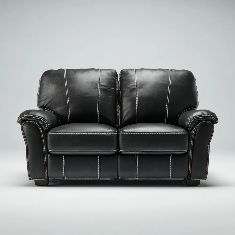 Divano due posti in pelle 150x90x85 cm - Nero - Stile Classico-Dwellnestx