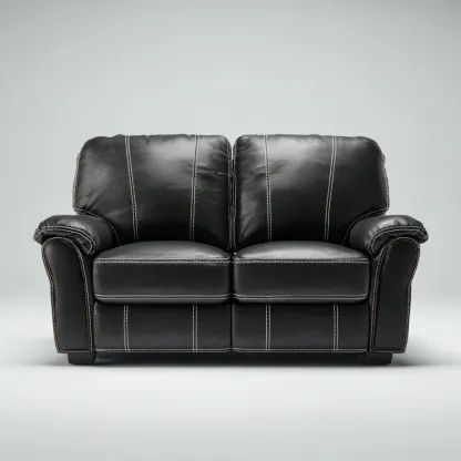 Divano due posti in pelle 150x90x85 cm - Nero - Stile Classico-Dwellnestx