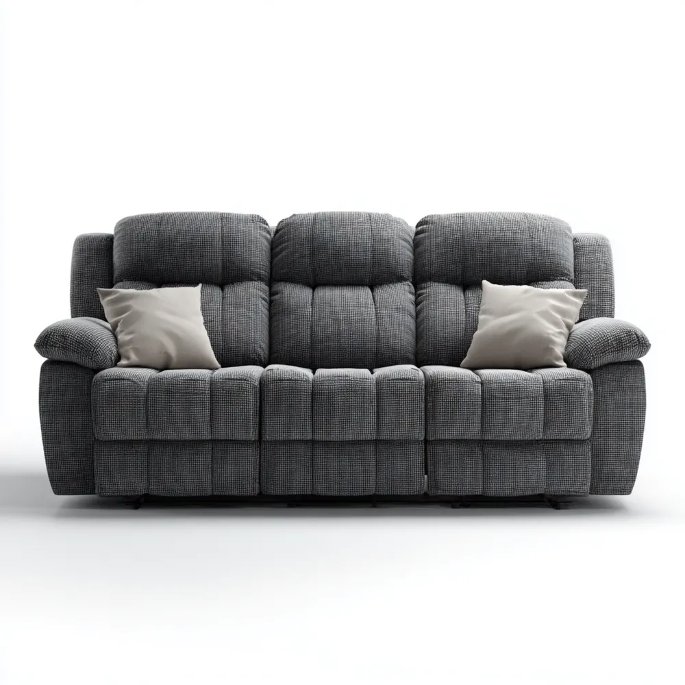 Divano a tre posti in tessuto imbottito 200x90x100 cm - Grigio scuro-Dwellnestx