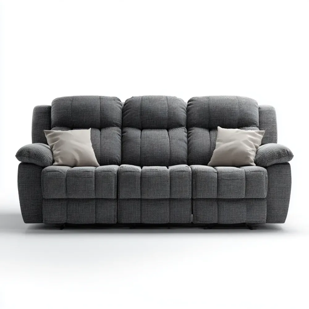 Divano a tre posti in tessuto imbottito 200x90x100 cm - Grigio scuro-Dwellnestx