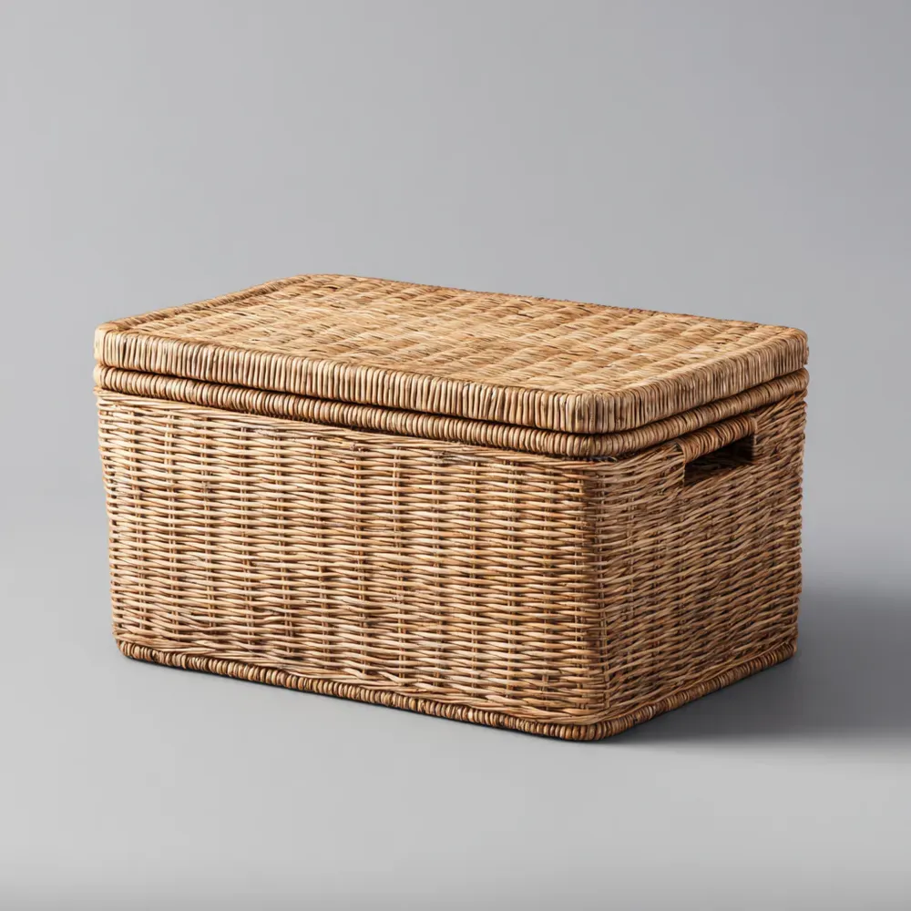 Cassapanca da esterno in Rattan 80x50x45 cm - Naturale-Dwelllinivo