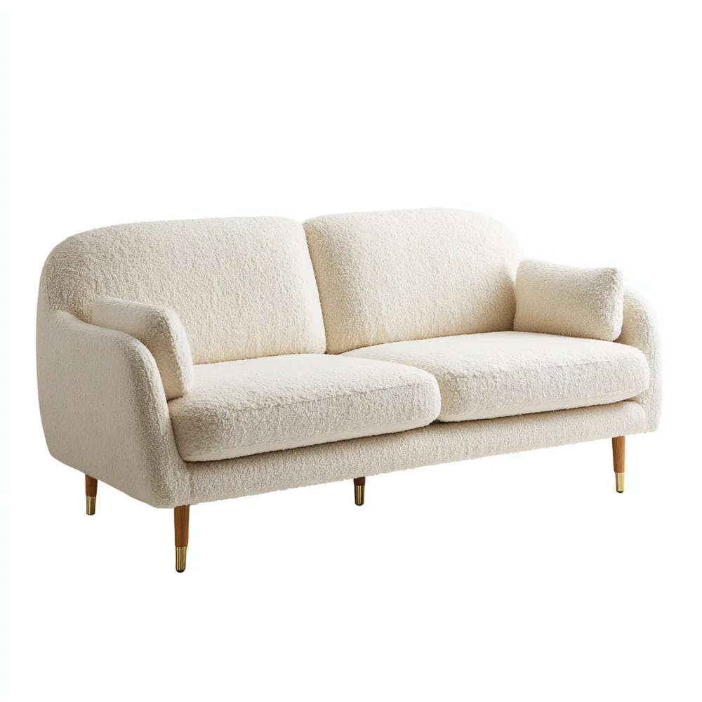 Divano due posti in tessuto Bouclé 180x85x75 cm - Beige - Design moderno-Dwelllinivo