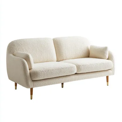 Divano due posti in tessuto Bouclé 180x85x75 cm - Beige - Design moderno-Dwelllinivo