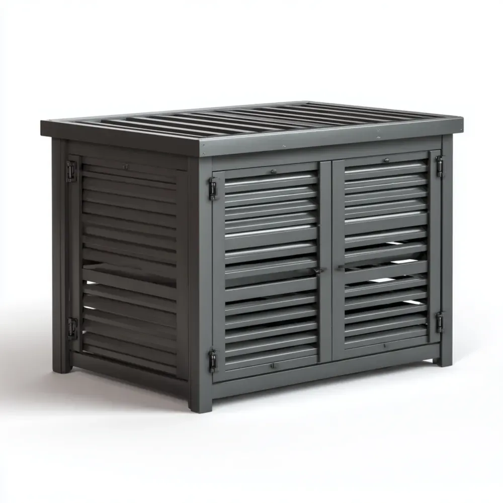 Cassapanca da esterno in metallo 120x60x65 cm - Grigio scuro - Design contemporaneo-Dwelllinivo