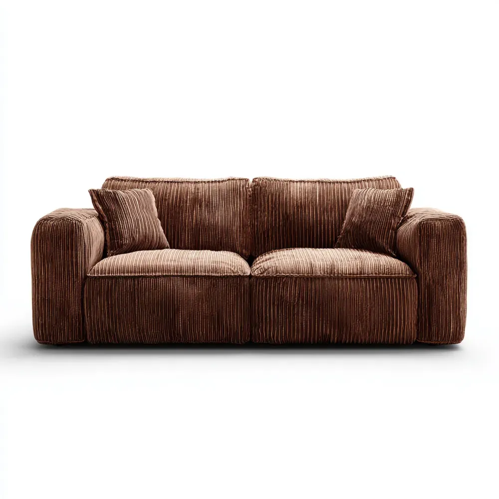 Divano due posti in velluto a coste 180x100x80 cm - Marrone - Design moderno-Dwelllinivo