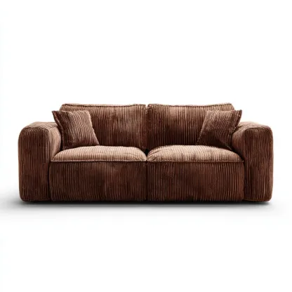 Divano due posti in velluto a coste 180x100x80 cm - Marrone - Design moderno-Dwelllinivo