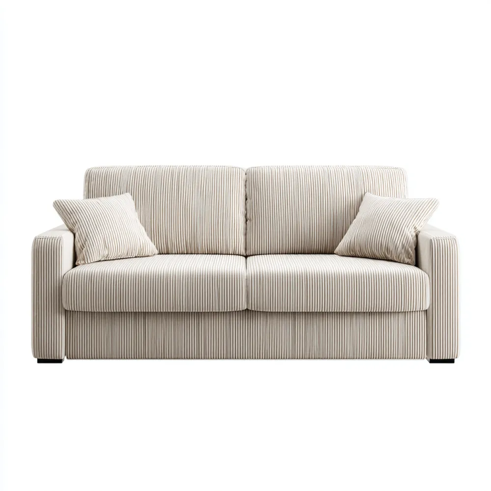 Divano due posti in tessuto a righe 180x90x85 cm - Beige - Design moderno-Dwelllinivo