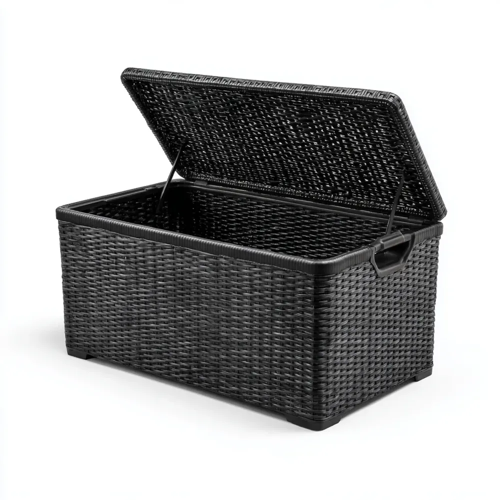 Cassapanca da esterno in rattan sintetico 120x50x60 cm - Nero-Dwelllinivo