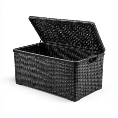 Cassapanca da esterno in rattan sintetico 120x50x60 cm - Nero-Dwelllinivo