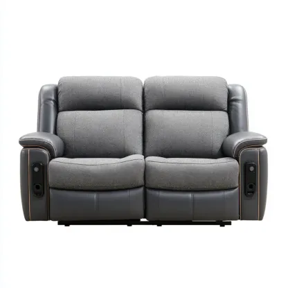 Divano reclinabile a due posti in tessuto e pelle 160x95x100 cm - Grigio antracite/Nero-Dwelllinivo