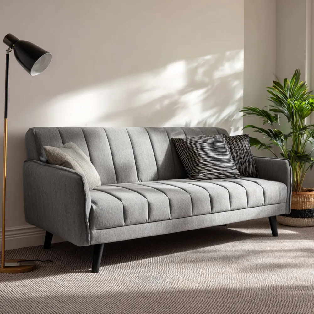 Divano Moderno Imbottito 200x85x80 cm - Grigio-Dwelllinivo