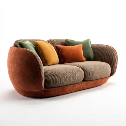 Divano due posti in tessuto vellutato 160x90x85 cm - Multicolore - Design moderno-Dwelllinivo